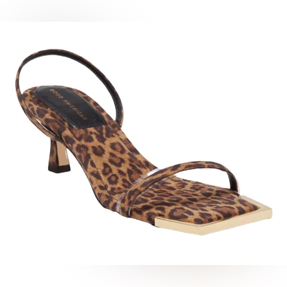 Good American Standout Square Toe 60 Pale Leopard size 8 1/2